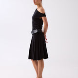 Elara Asymmetric Midi Dress - Black