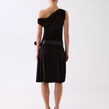 Elara Asymmetric Midi Dress - Black