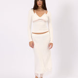 Valerie Satin Lace Skirt - White