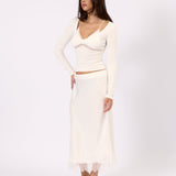 Noa Lace white lace top, fabric detail