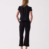 Camille Cropped Flare Pant in Black – close up detail