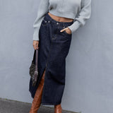 Nikki Denim Midi Skirt - Dark Denim