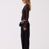 Delphine Pleated Trouser in Black – side view