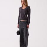 Margot Flared Trouser in Grey Marle – front view